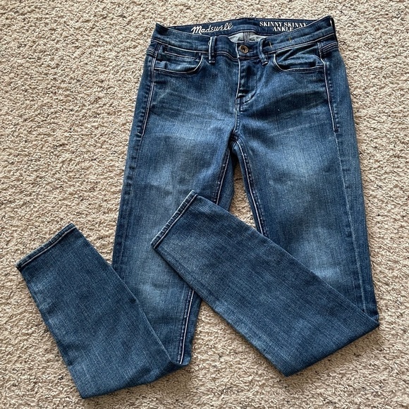 Madewell 24 ‘Skinny Skinny Ankle’ Jeans Zipper Ankles Medium Wash - Picture 1 of 10